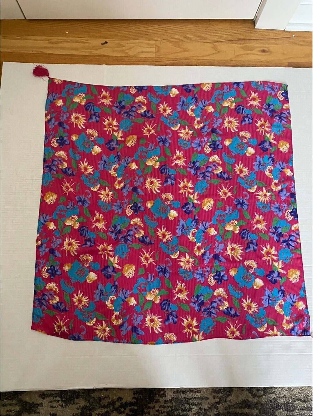 Beautiful Diane Freis Floral Silk Scarf Tasseled Square